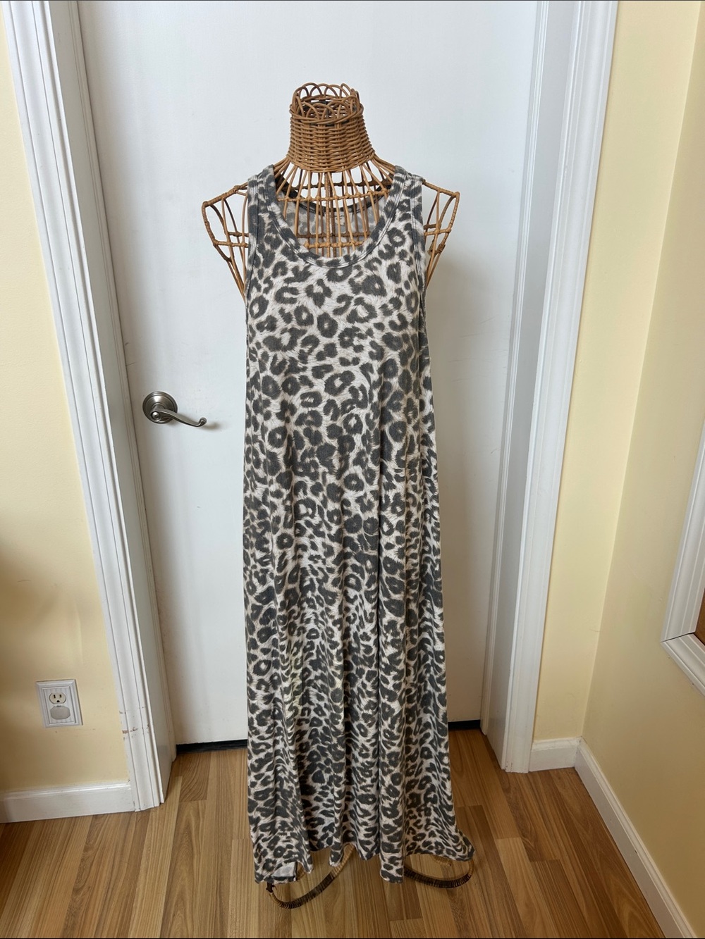 Sleeveless Tan Leopard Print Maxi Dress